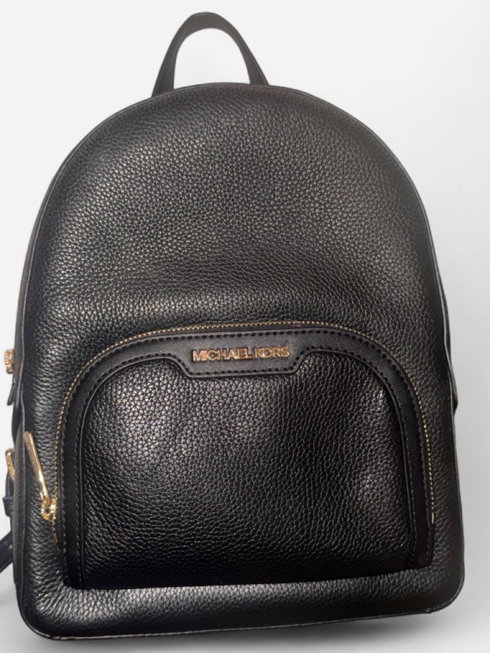 Michael Kors Black Pebbled Leather Mini Backpack with Gold Accents